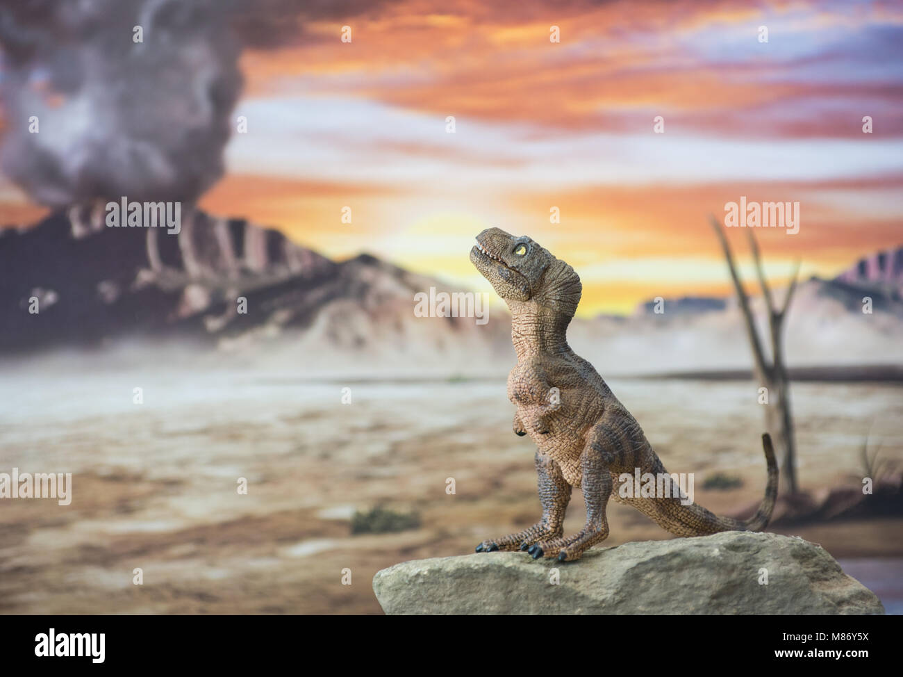 Baby Tyrannosaurus rex nel mondo giurassico Foto Stock