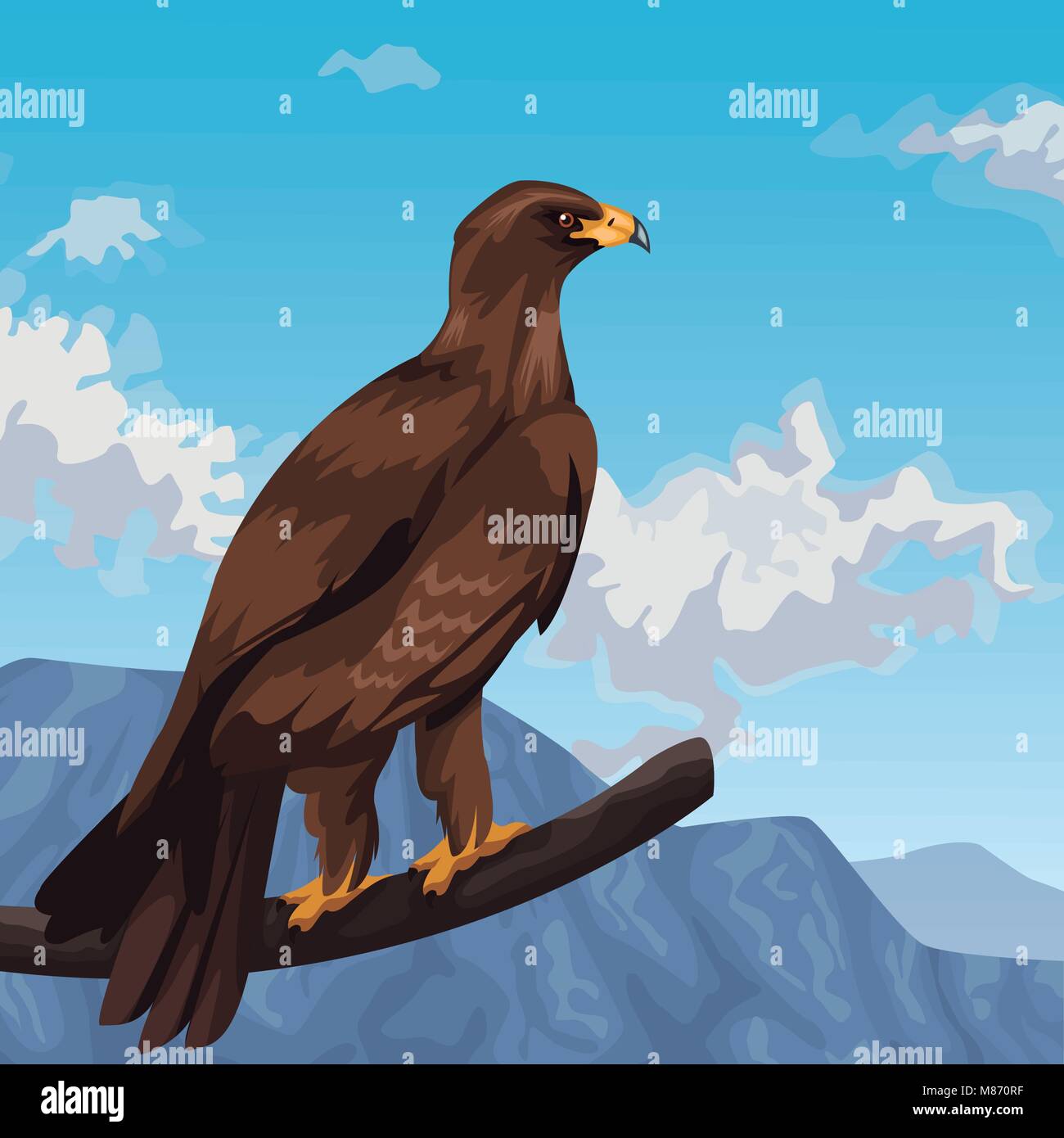 Eagle nel ramo orizzontale illustrazione vettoriale graphic design Illustrazione Vettoriale