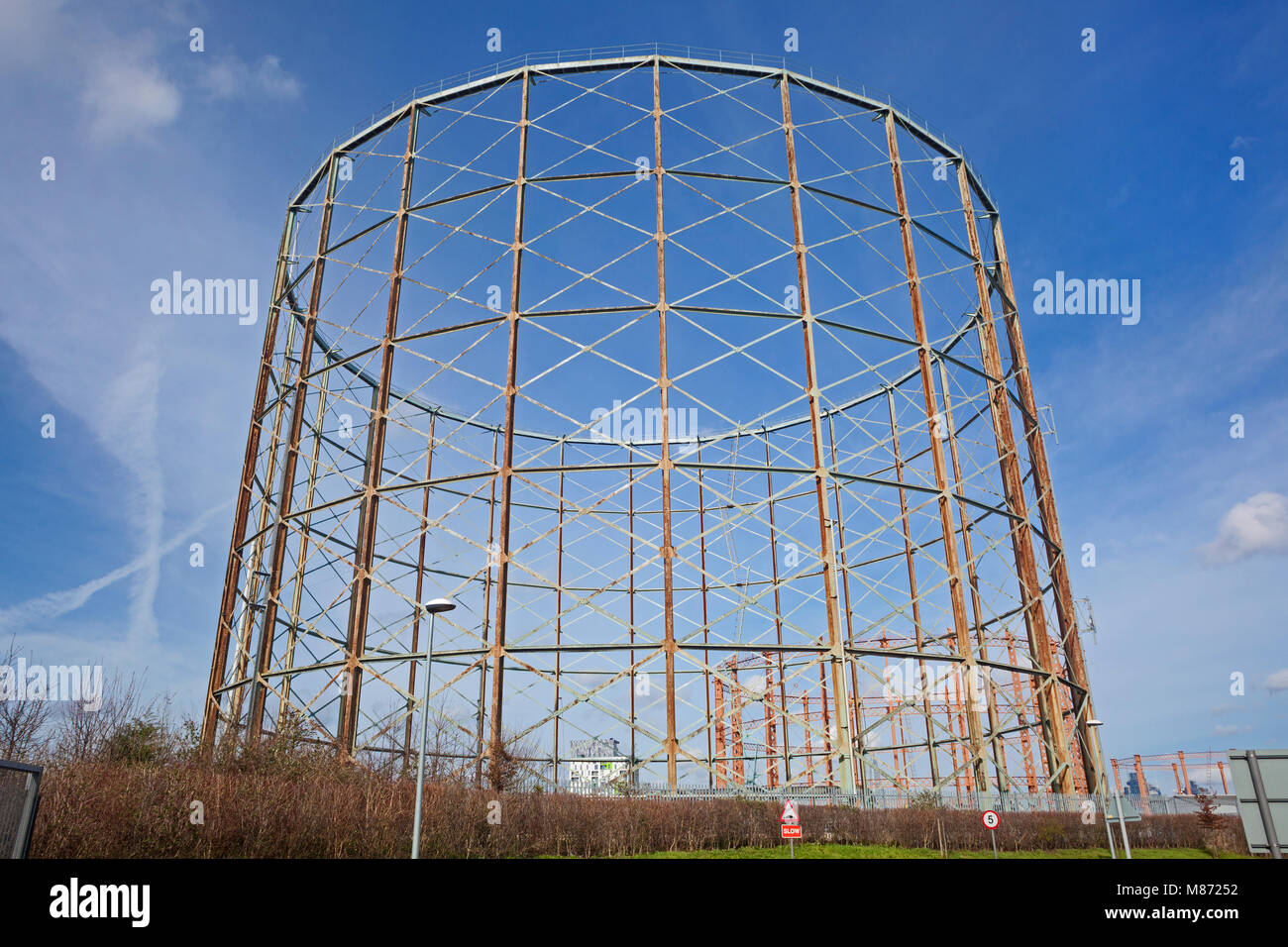 London Borough di Southwark Il Grade ii Listed Victorian titolare di Gas n. 13 del 1879 - 1881 off Old Kent Road. Originariamente, il più grande del mondo. Foto Stock