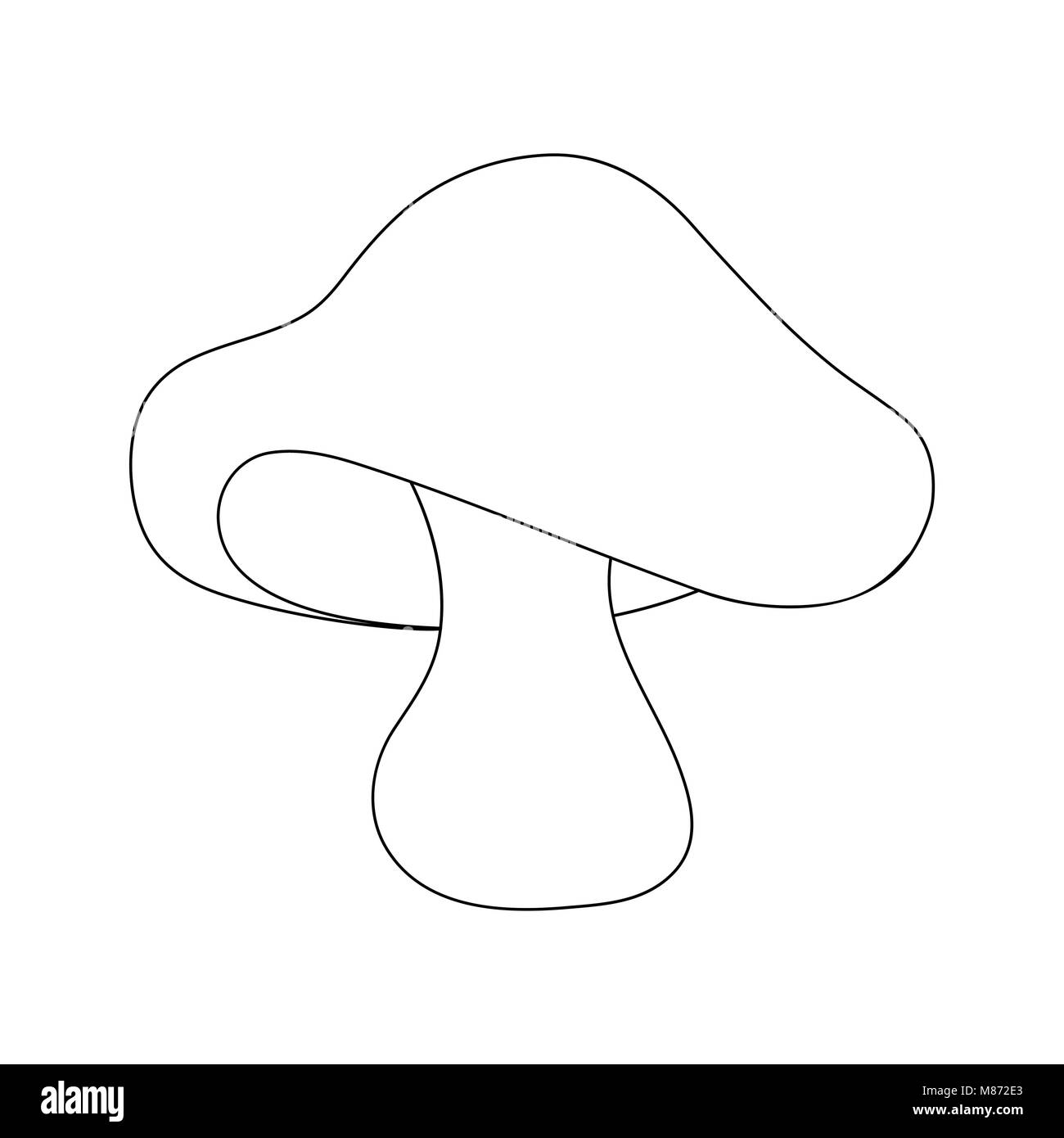 Fungo Porcino delineare isolati su sfondo bianco Illustrazione Vettoriale