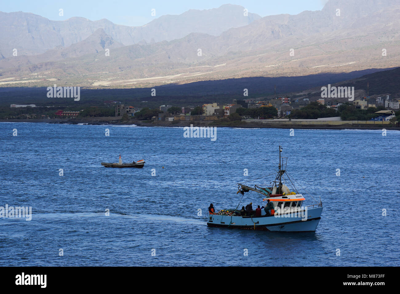 Barca da pesca, Porto di Porto Novo, Santo Antao Isola, Capo Verde Foto Stock