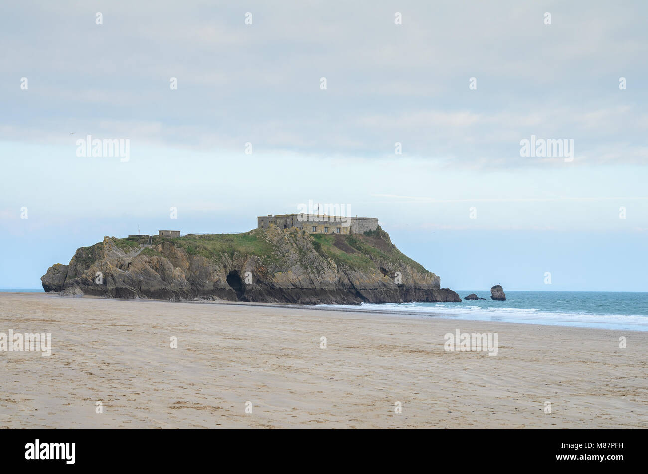 Saint Catherine's Island, Tenby Beach, Pembrokeshire, Galles del Sud Foto Stock