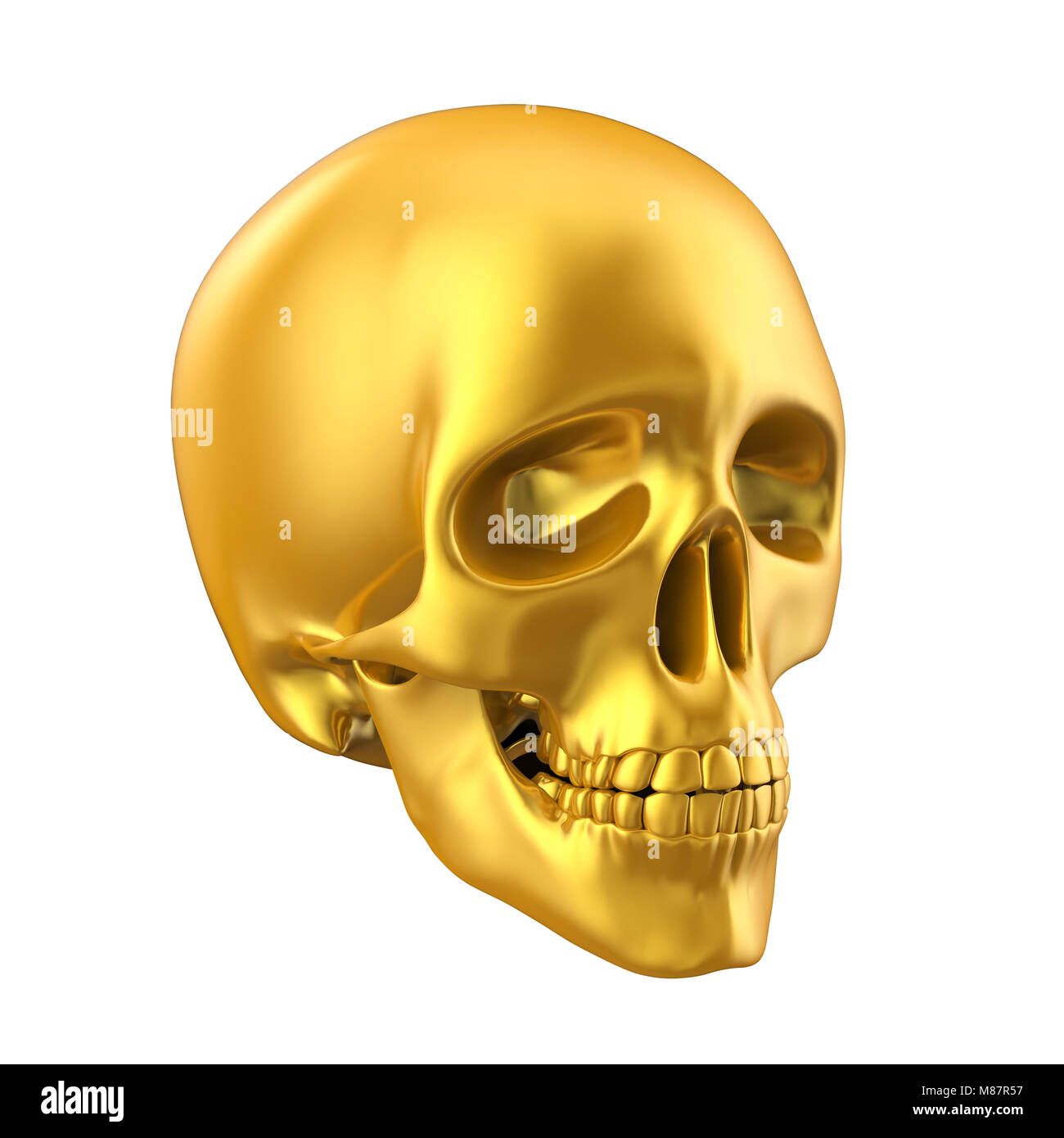 Golden teschio umano isolato Foto Stock