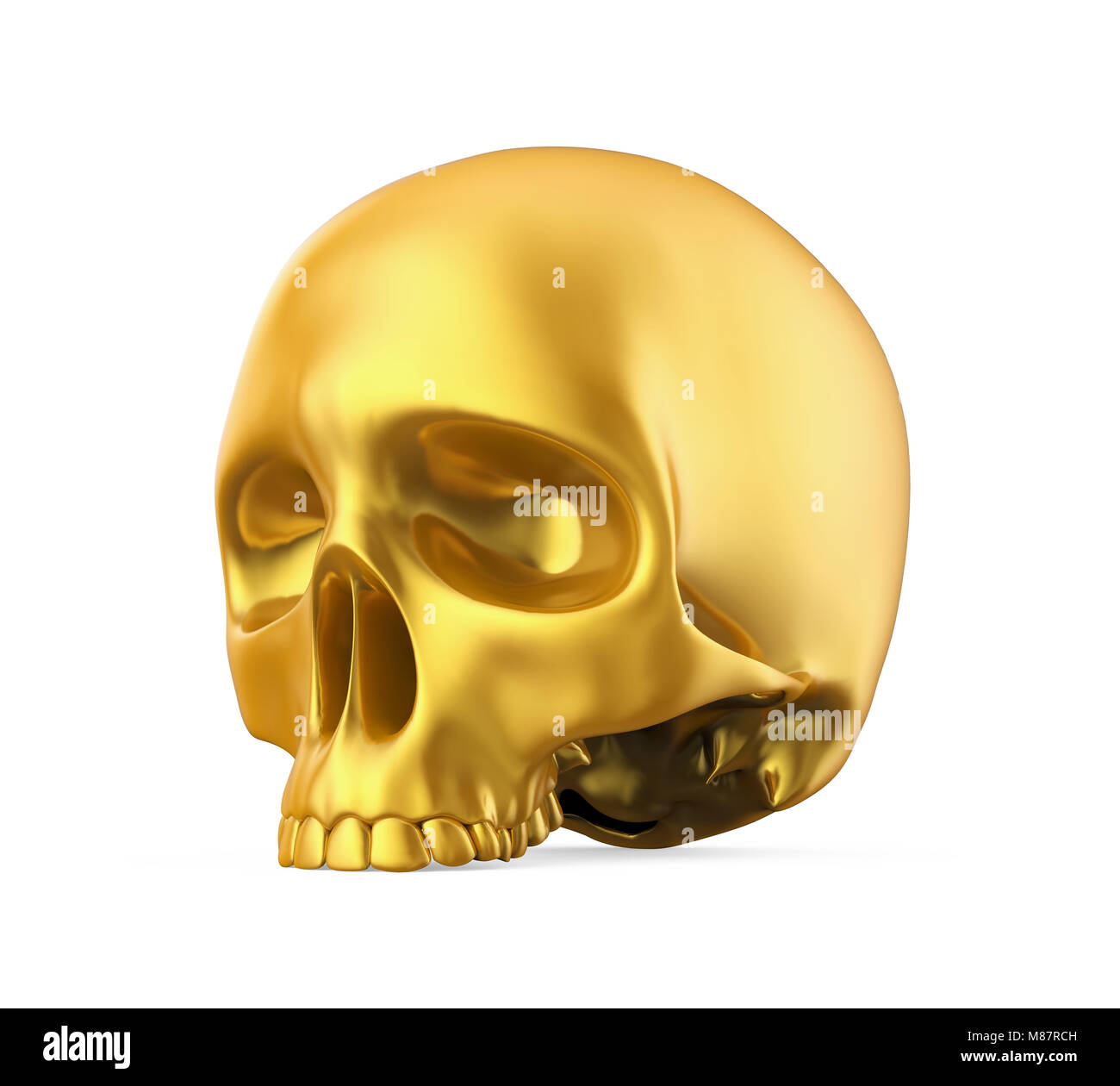 Golden teschio umano isolato Foto Stock