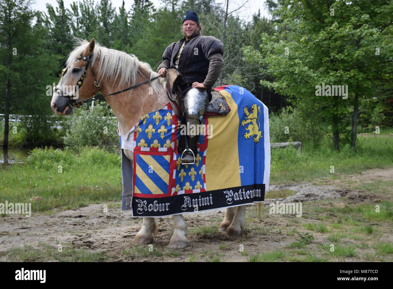 Annuale torneo medievale dei Cavalieri du Nord in St-Augustin, Quebec, Canada Foto Stock