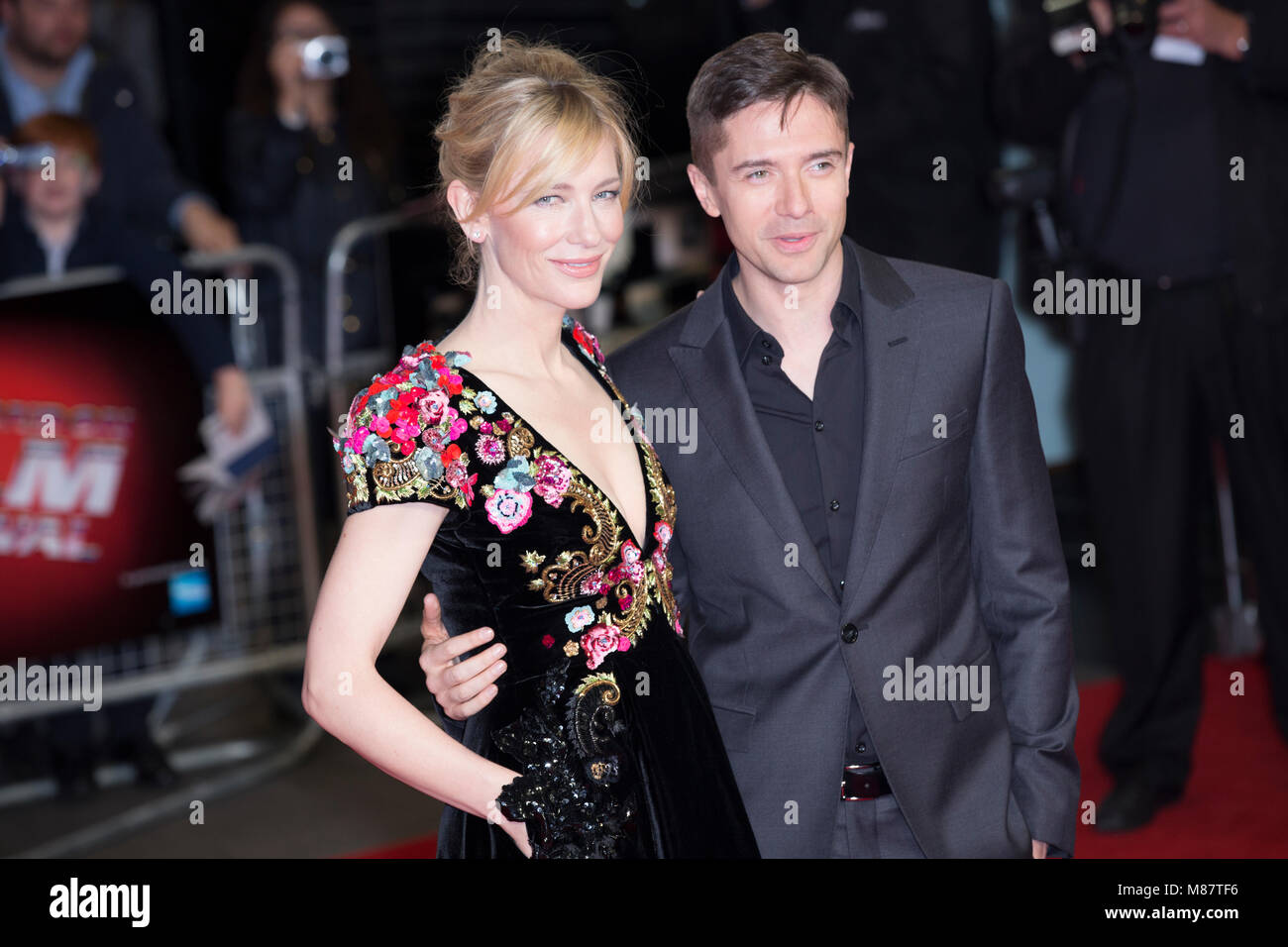 Londra, UK, 17 ottobre 2015, Cate Blanchett, Topher Grace, lo screening di "verità" al BFI London Film Festival. Mariusz Goslicki/Alamy Foto Stock