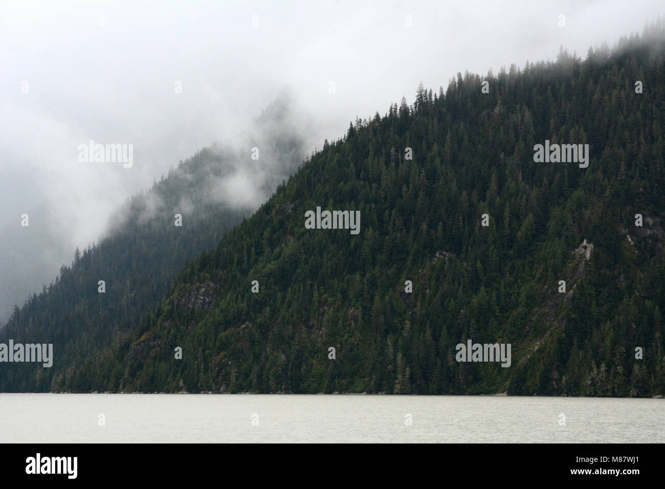 I fiordi in testa al Portland Canal separando il Canada e gli Stati Uniti, a Hyder, Alaska e Stewart, British Columbia. Foto Stock