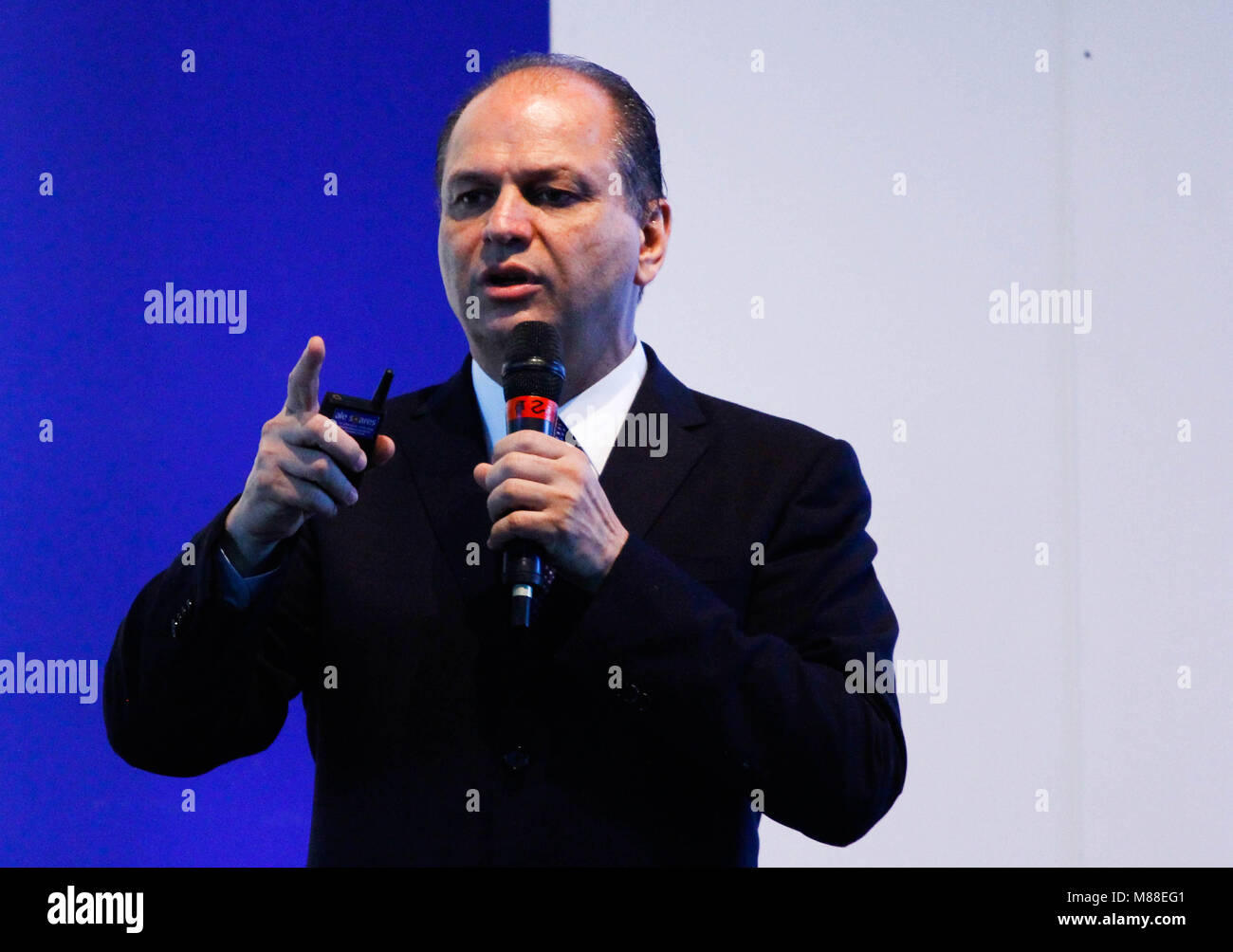 SÃO PAULO, SP - 16.03.2018: Ministro BARROS PARTICIPA SEMINÁRIO EM SP - Il ministro della salute, Ricardo Barros, hanno partecipato nella mattinata di Venerdì (16), presso la Casa di Fasano a Itaim Bibi, a sud della capitale, l'apertura di nuove tecnologie e salute seminario, dove ha presentato i principali risultati conseguiti in ambito tecnologico e di informazione per il settore il sistema sanitario unificato (SUS) durante la sua gestione. (Foto: Aloisio Mauricio/Fotoarena) Foto Stock