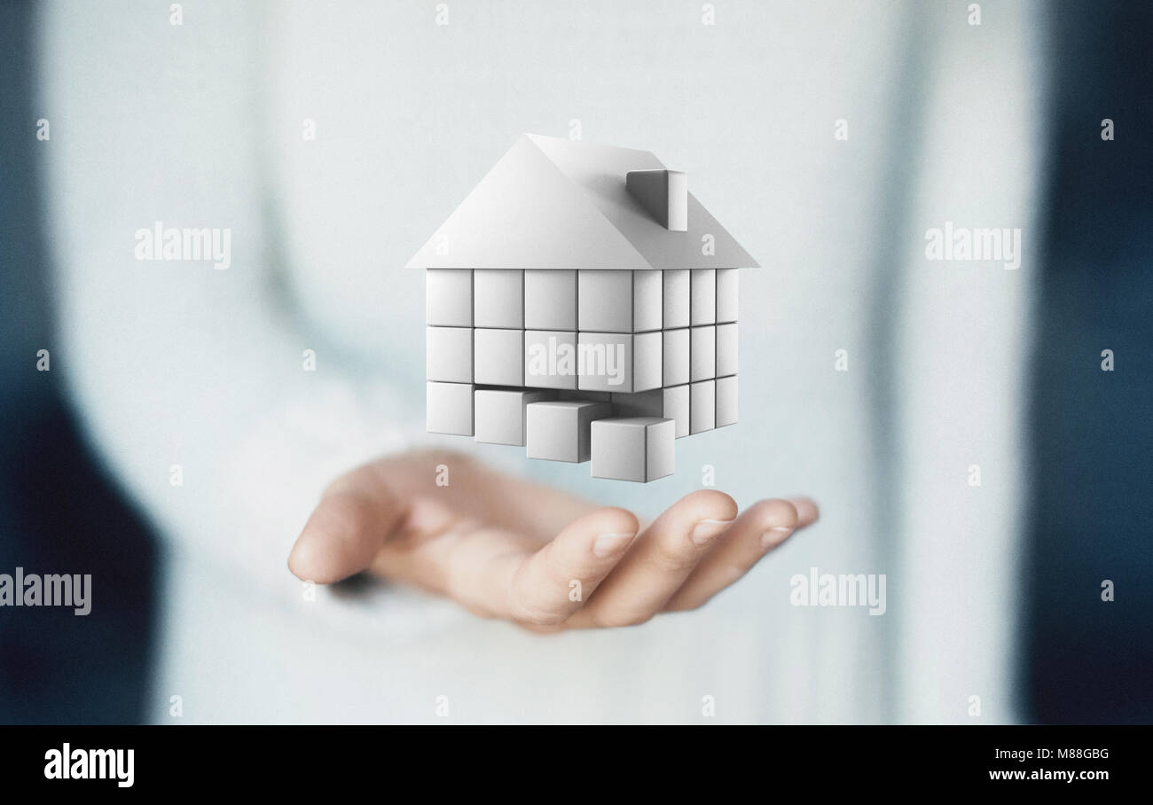 Casa a portata di mano, nuova casa, il concetto di prestito Foto Stock