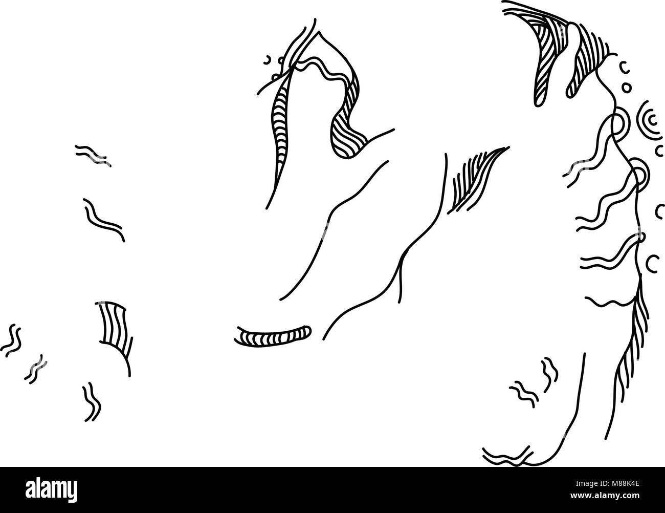 Doodle arte illustrazione della testa di un argali o le pecore di montagna (specie Ovis ammon), una parola mongola per pecora selvatica che effettua il roaming degli altipiani di Centr Illustrazione Vettoriale