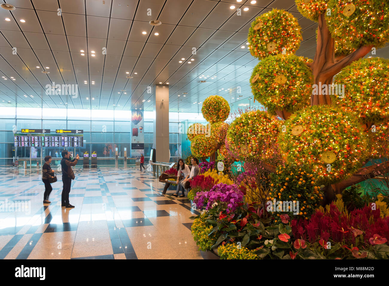 Foto Giardino nel Terminal 2 dell'Aeroporto Changi di Singapore Changi,, isola di Singapore, Singapore Foto Stock