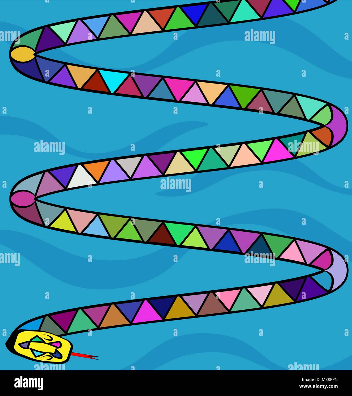 Sfondo blu e il serpente colorato Illustrazione Vettoriale