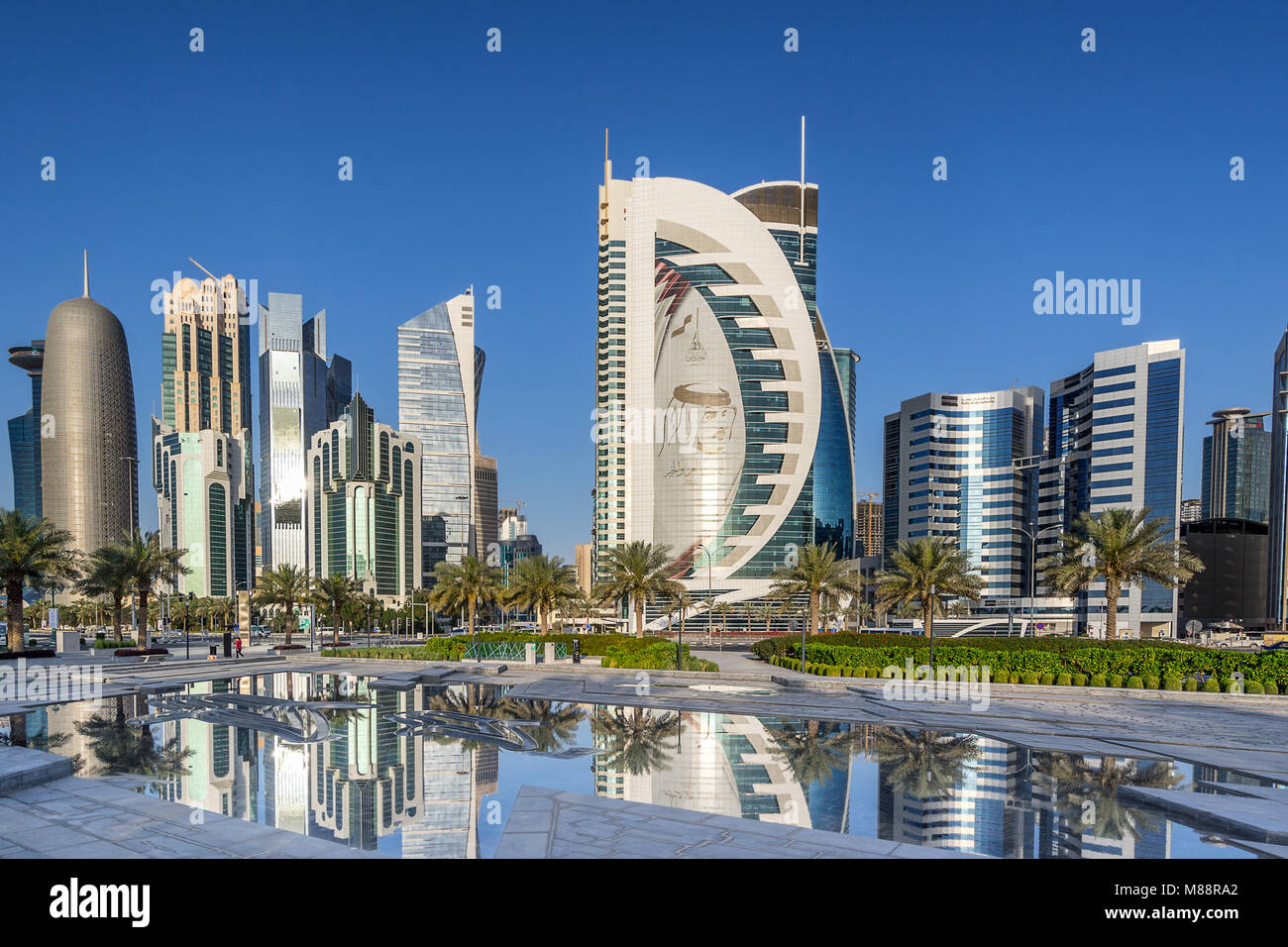 West Bay sulla Corniche a Doha in Qatar Foto Stock