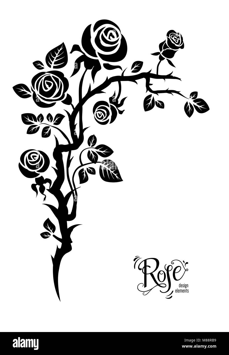 Fiore nero tattoo Illustrazione Vettoriale