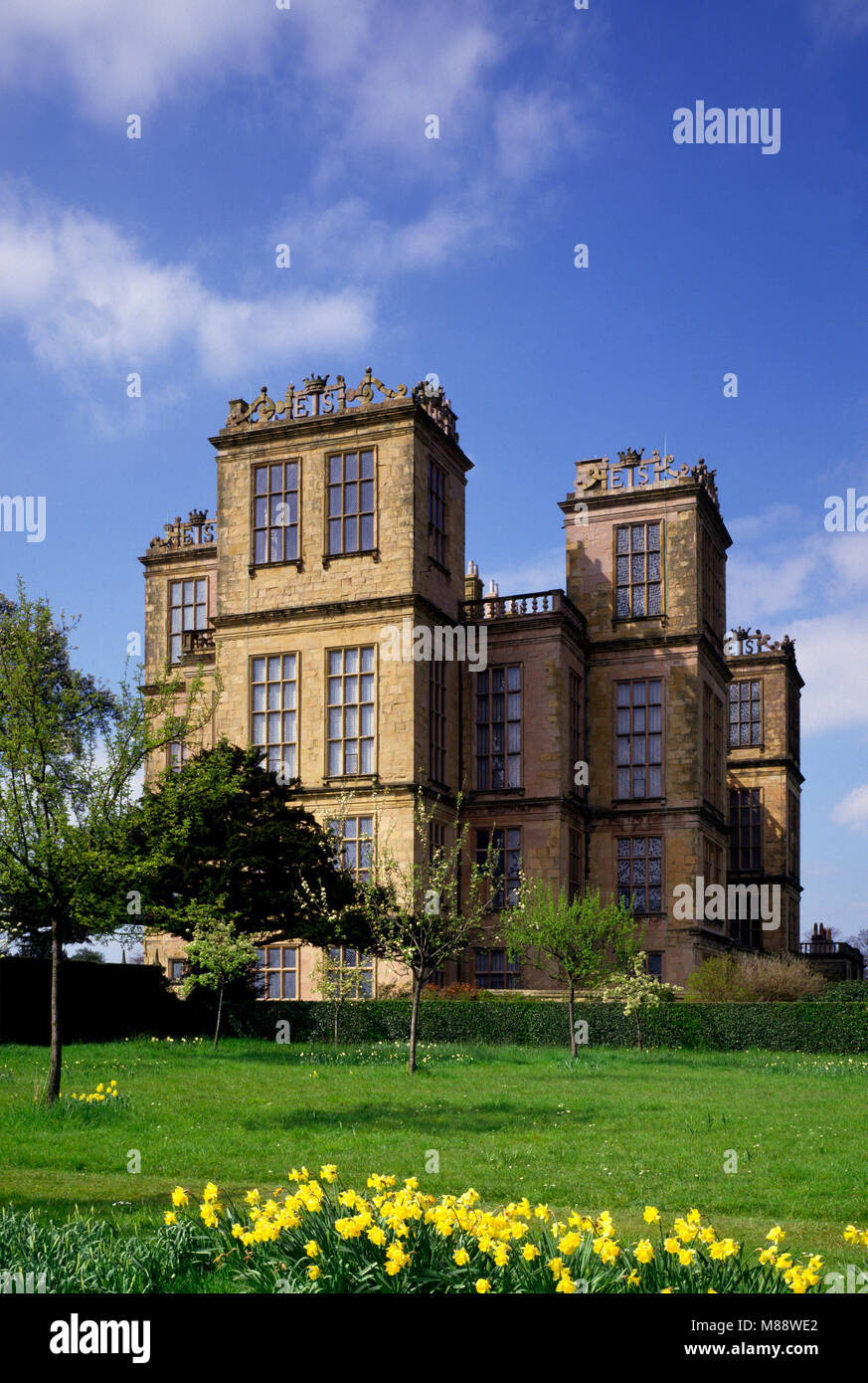 Hardwick Hall vicino a Chesterfield, Derbyshire, Inghilterra, Regno Unito. Foto Stock