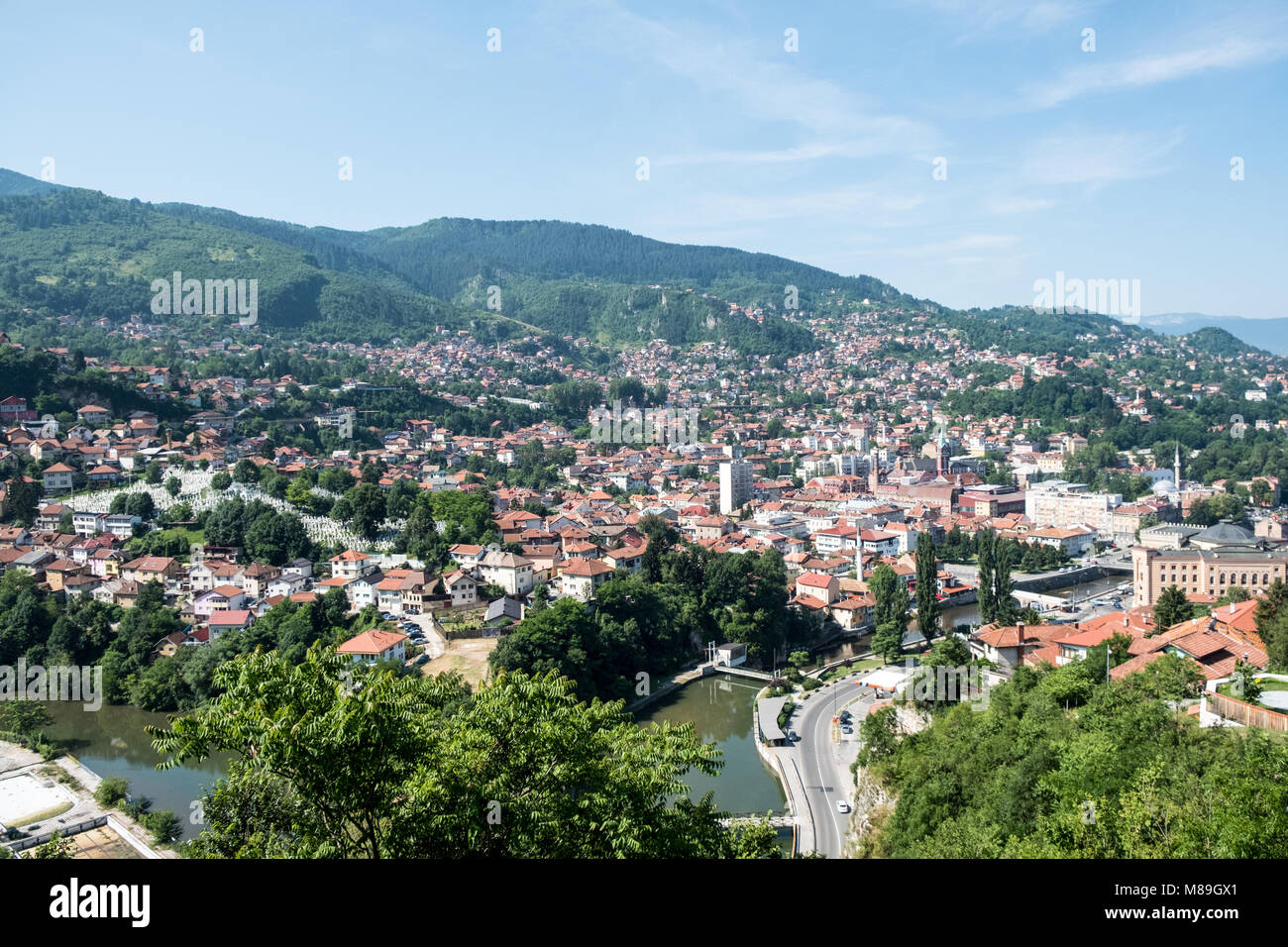 Vista sulla città di Sarajevo, Bosnia ed Erzegovina Foto Stock