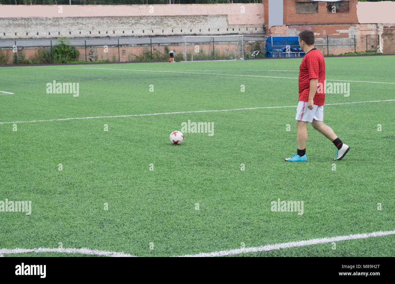 Pratica di gioco del calcio sul campo pratica di gioco del calcio sul campo Foto Stock
