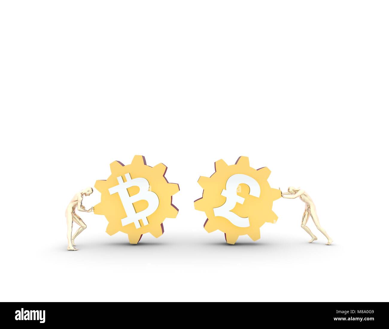 La cooperazione finanziaria e di cooperazione e di influenza tra marce,pound e bitcoin Foto Stock