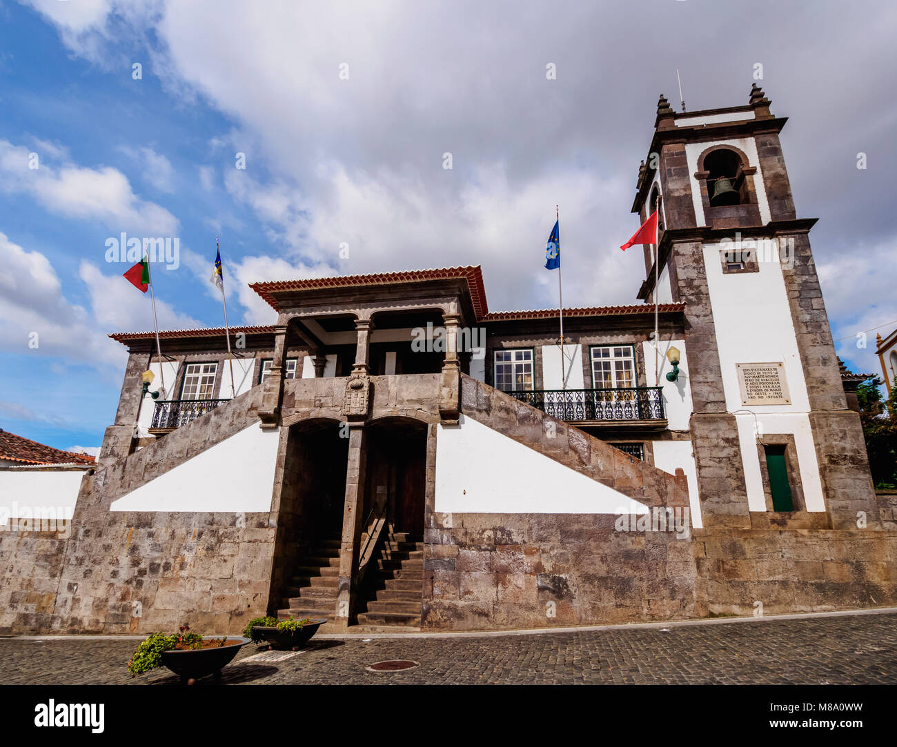 Town Hall, Praia da Vitoria, isola Terceira, Azzorre, Portogallo Foto Stock