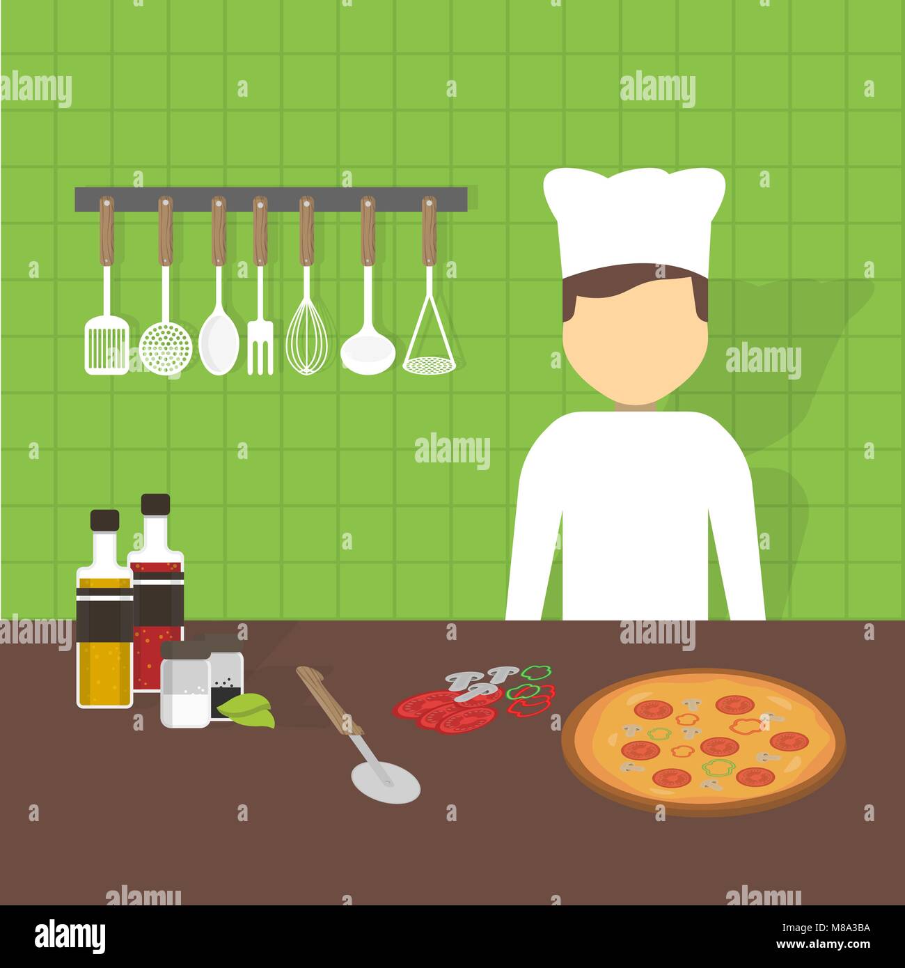 Workplace cook, illustrazione vettoriale Illustrazione Vettoriale