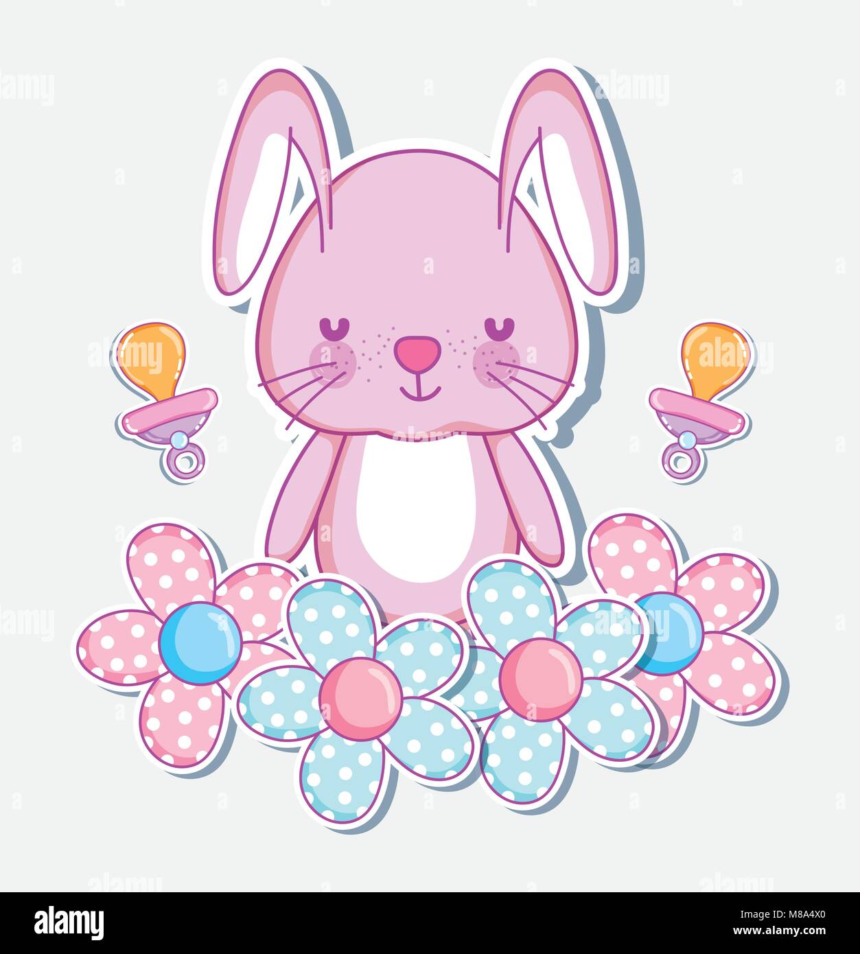 Carino bunny cartoon card Illustrazione Vettoriale