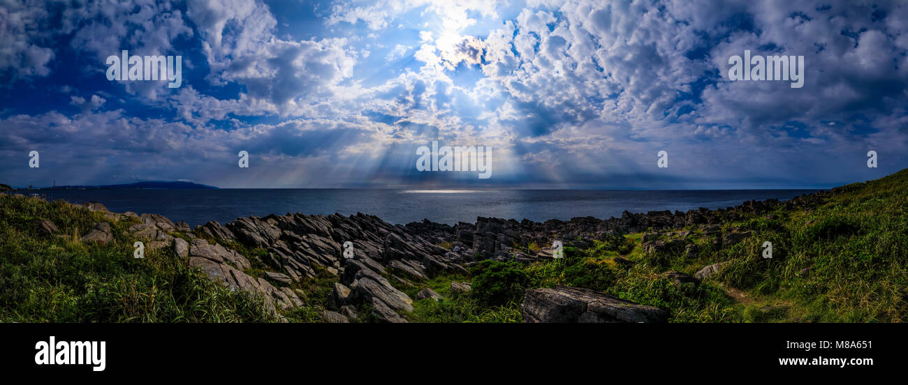Panoramica del Mare del Giappone in Oshima Isola, Fukui Prefettura, Giappone Foto Stock