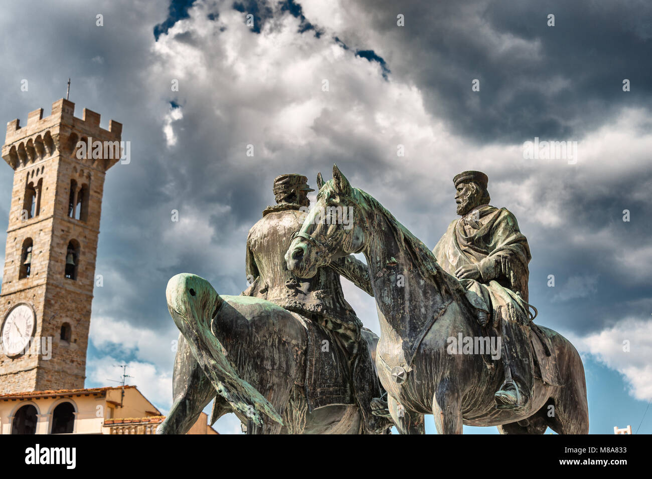 Monumento a Garibaldi e Vittorio Emanuele II Foto Stock