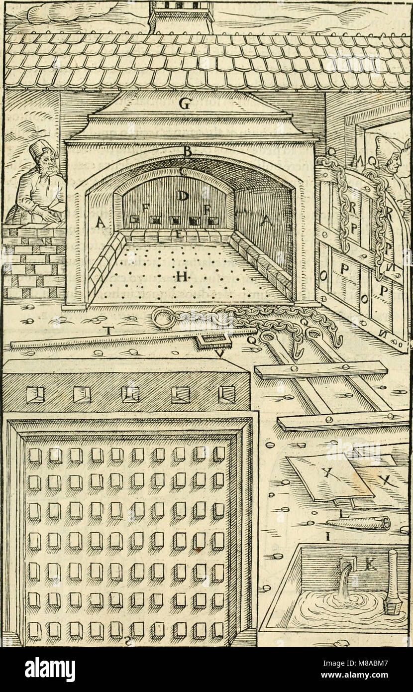 Georgii Agricolae De re metallica libri XII. qvibus officia, instrumenta, machinae, ac omnia deni ad metallicam spectantia, non modo luculentissimè describuntur, sed e per le effigi, suis locis (14593716439) Foto Stock