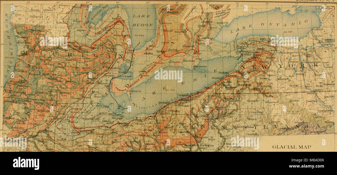Formazioni glaciali e caratteristiche di drenaggio del Erie e bacini di Ohio (1902) (14597307459) Foto Stock