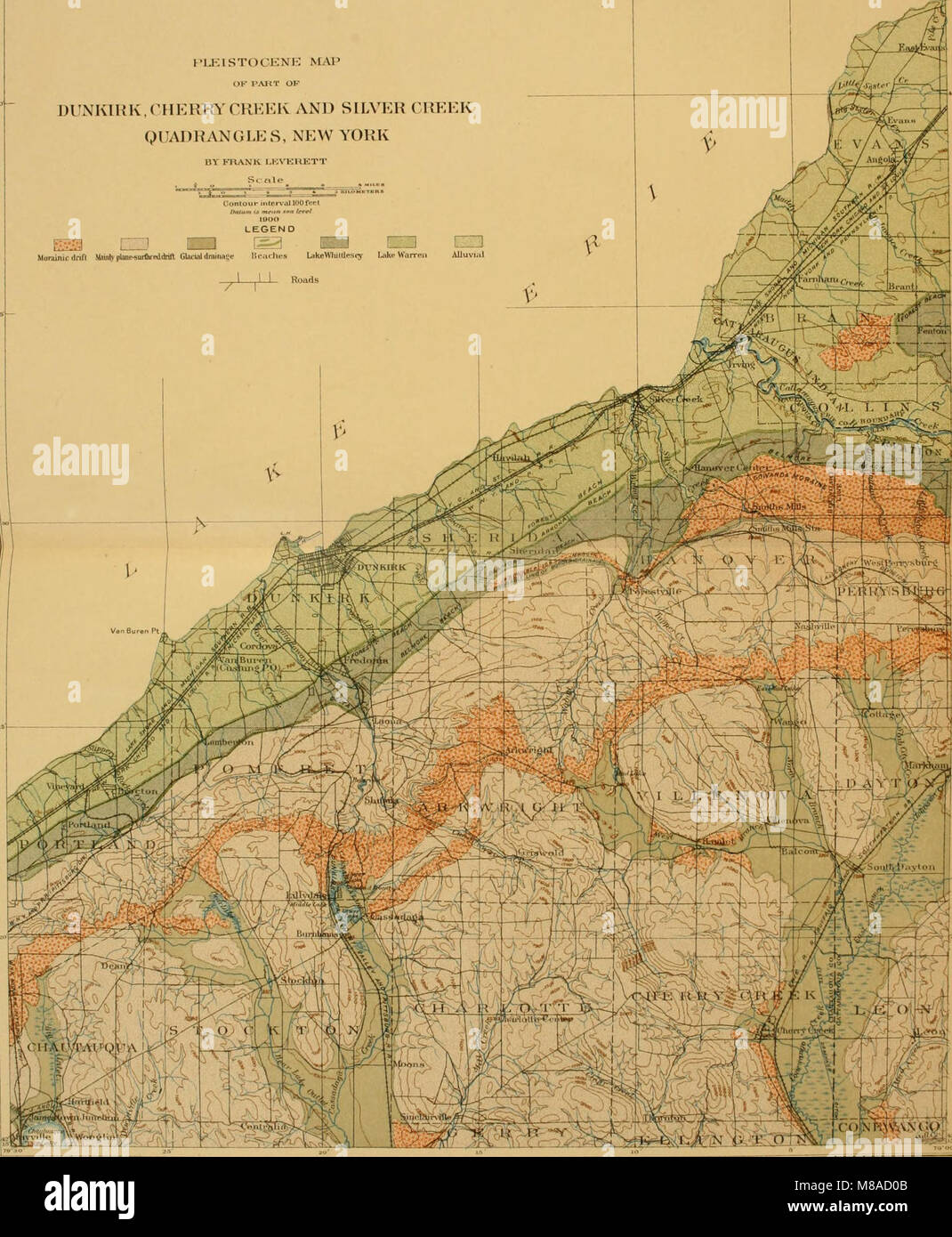 Formazioni glaciali e caratteristiche di drenaggio del Erie e bacini di Ohio (1902) (14760993176) Foto Stock