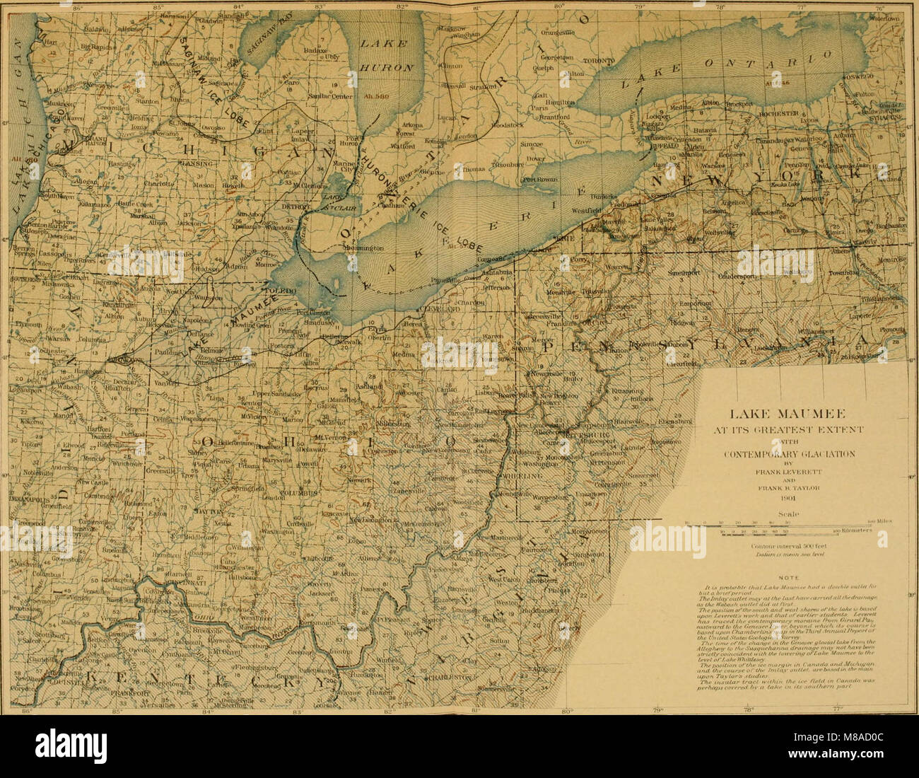 Formazioni glaciali e caratteristiche di drenaggio del Erie e bacini di Ohio (1902) (14760995556) Foto Stock