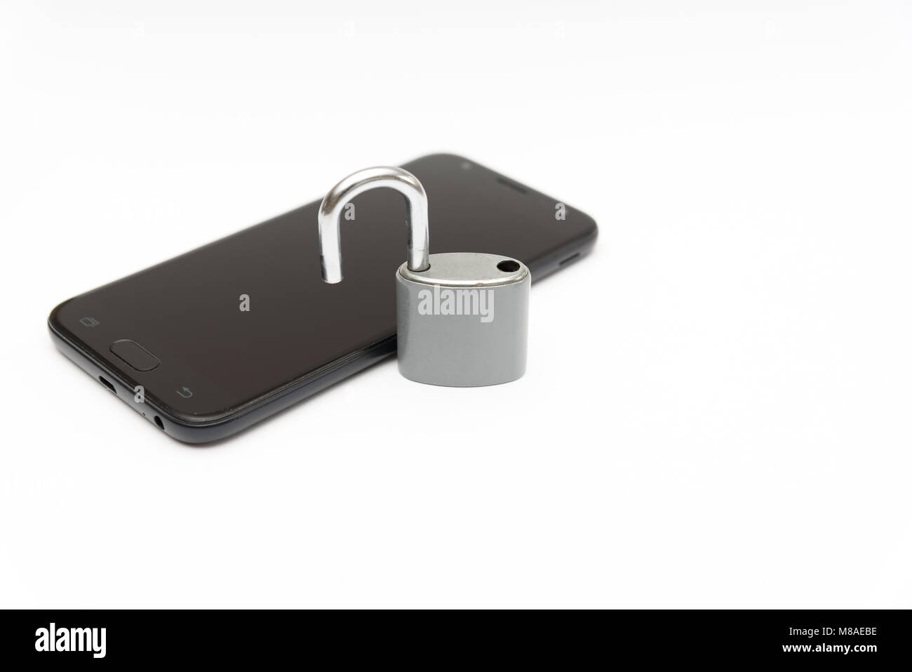 Protezione dei dati dello smartphone sbloccato Foto Stock