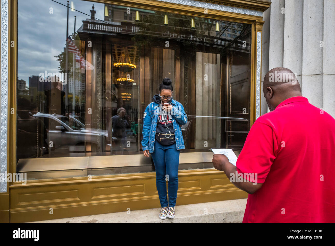 NYC, Manhattan scene di strada. I turisti, Foto Stock