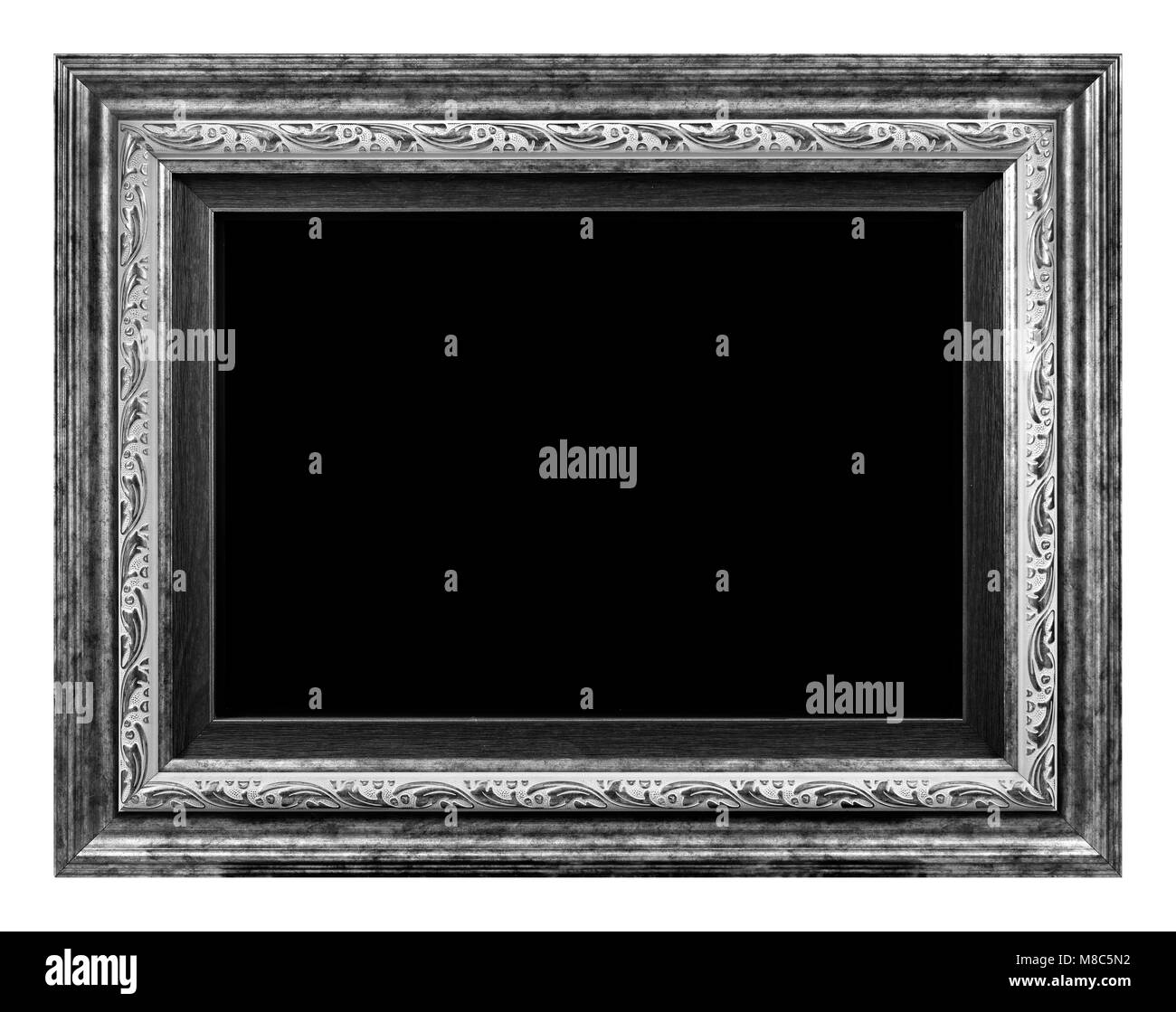 Antico in bianco e nero il telaio isolato su sfondo bianco Foto Stock