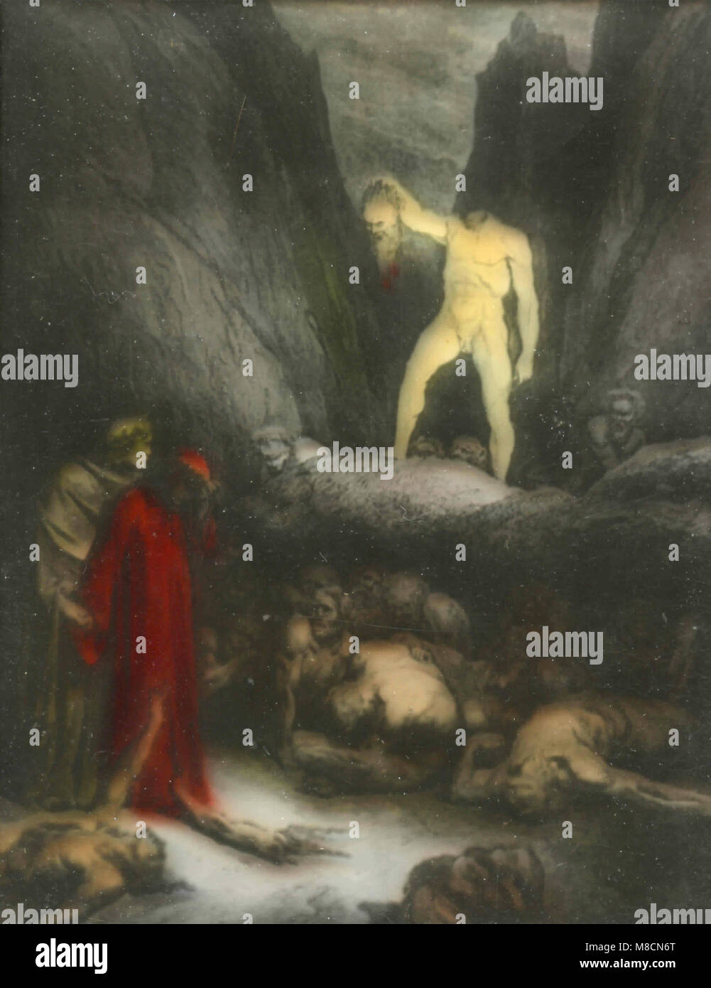Canto XXIII (23), la testa tagliata di Bertrand de Born parla a Dante, Dante's Inferno illustrazione di Dorè Foto Stock