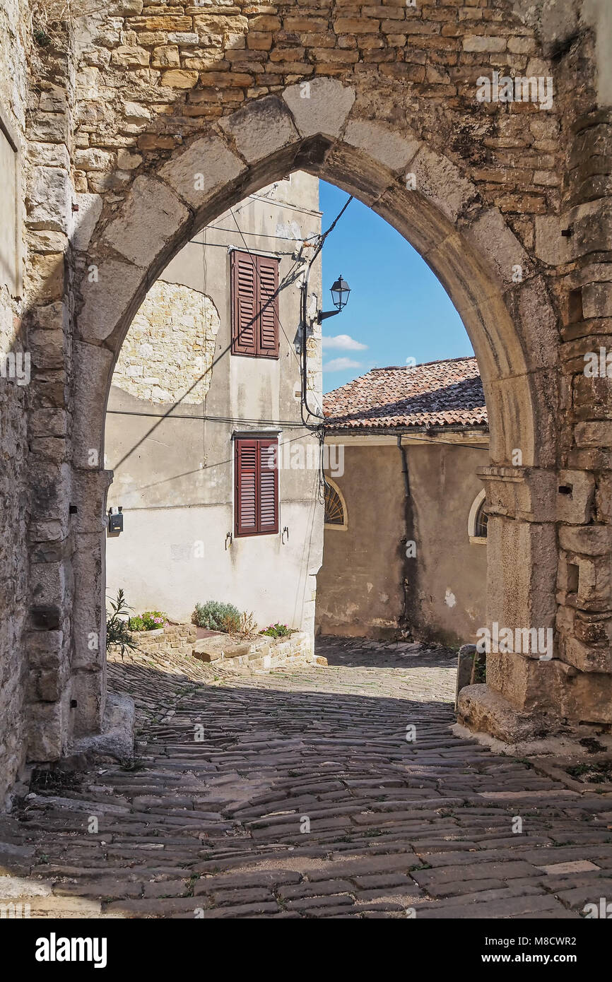 Città vecchia di Montona, Istria, Croazia Foto Stock