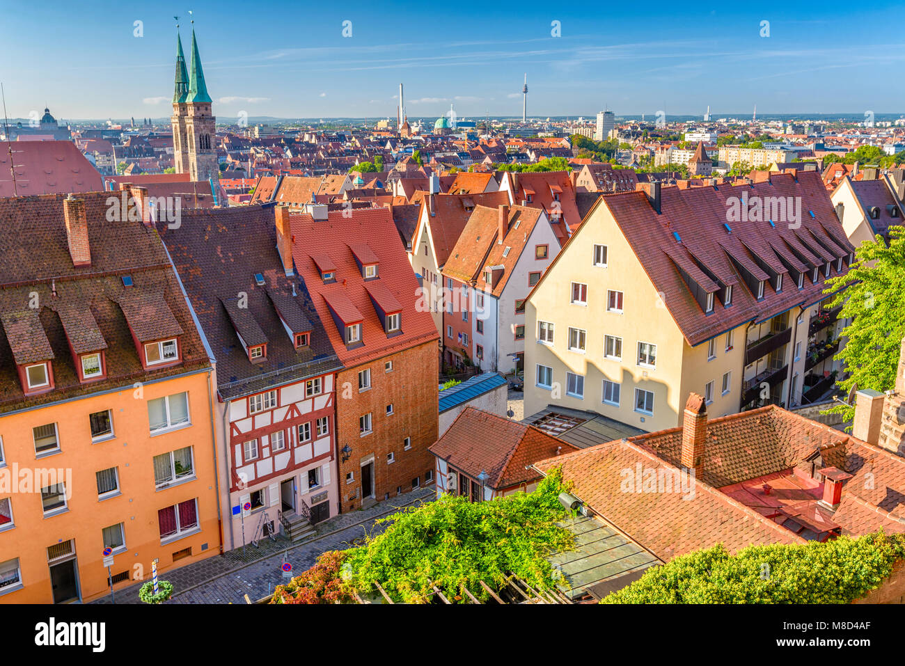 Norimberga, Germania città vecchia skyline. Foto Stock
