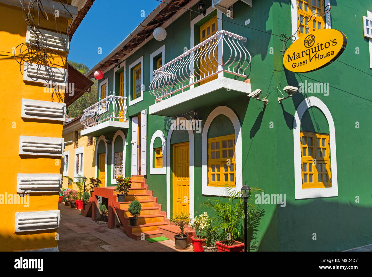 Edificio colorato Fontainhas Panjim Goa in India Foto Stock