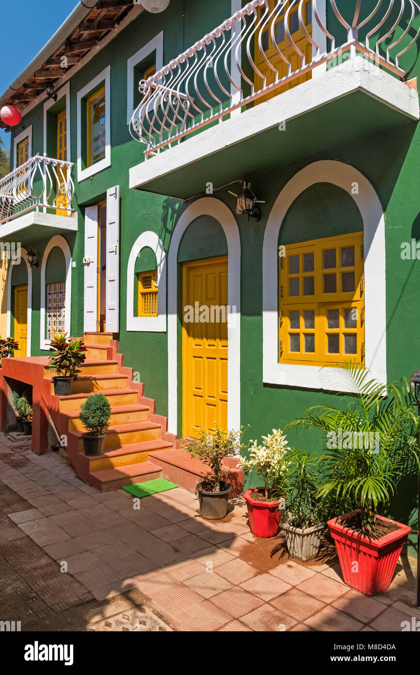 Edificio colorato Fontainhas Panjim Goa in India Foto Stock