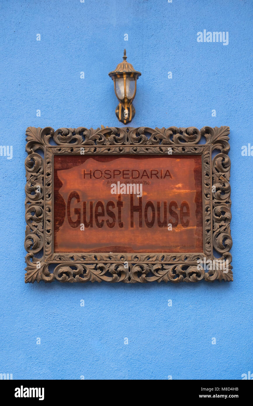 Guest house segno Fontainhas Panjim Goa in India Foto Stock