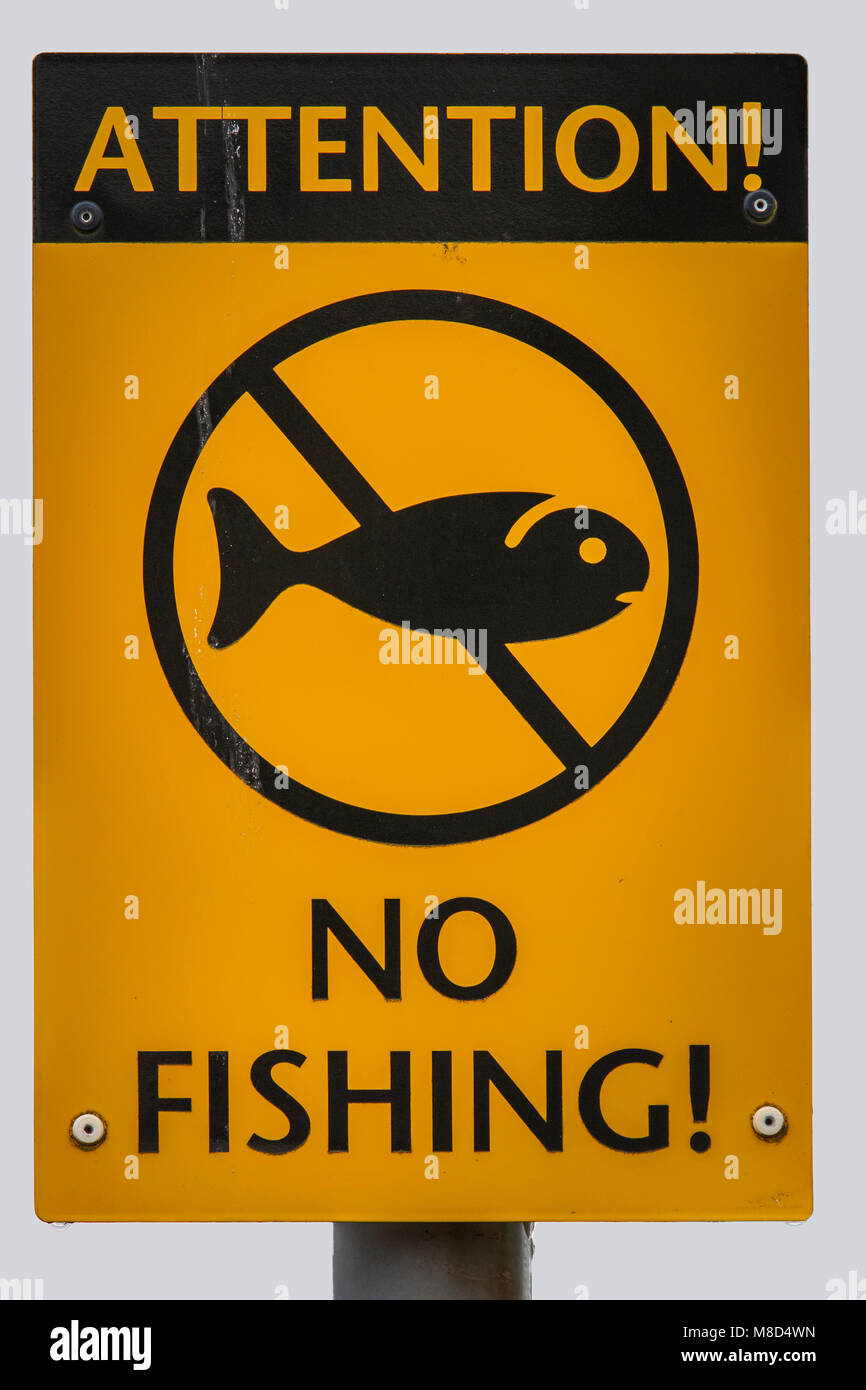 Oban, Scozia / Regno Unito - Lug 09 2017: nessun segnale di pesca. Foto Stock