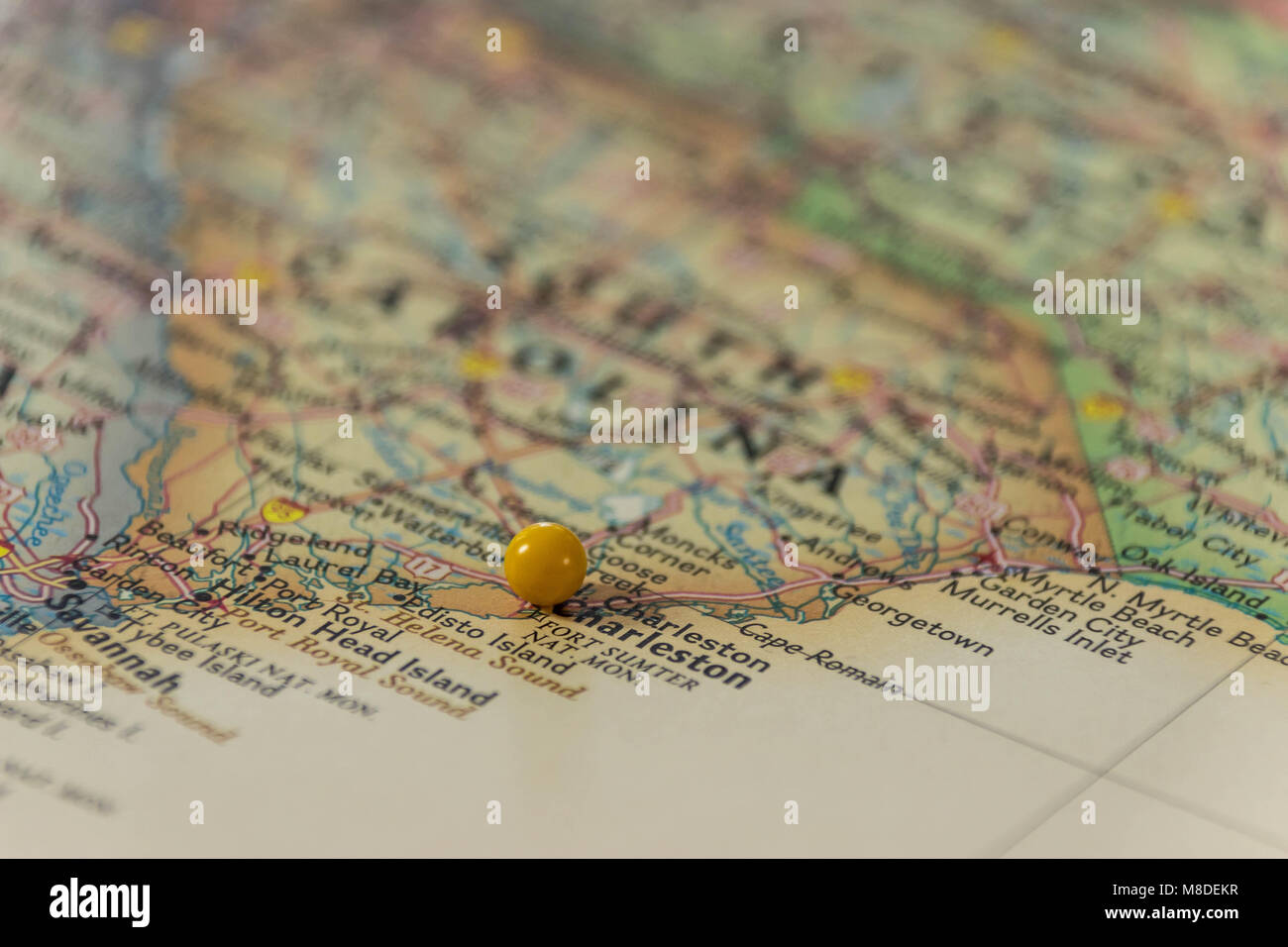 Storica Charleston SC spingere il pin mappa Foto Stock