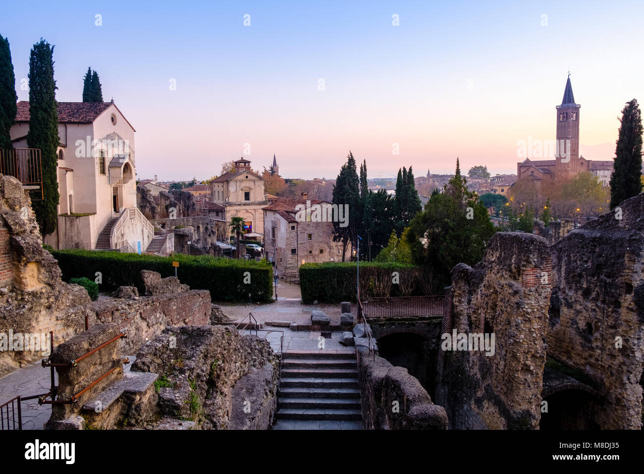 Vista panoramica della città di Verona, Italia Foto Stock