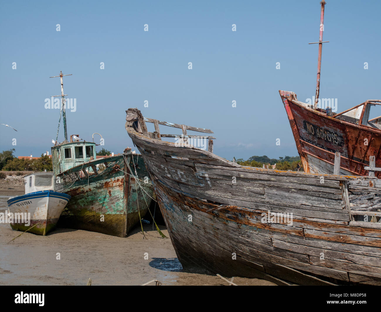 Barca cimitero, Noirmoutier Foto Stock