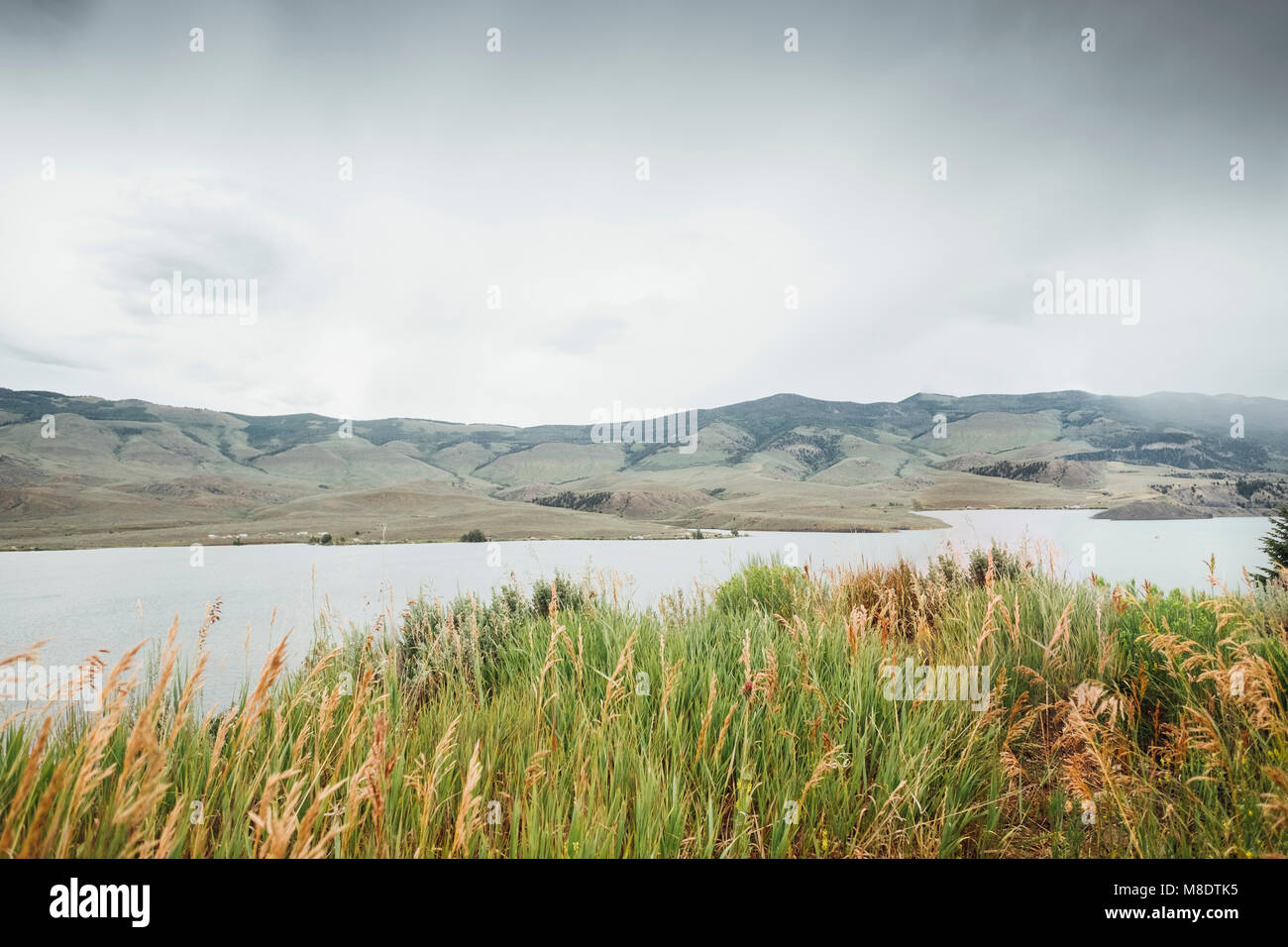 Vista panoramica di Dillon serbatoio, Silverthorne, Colorado, STATI UNITI D'AMERICA Foto Stock