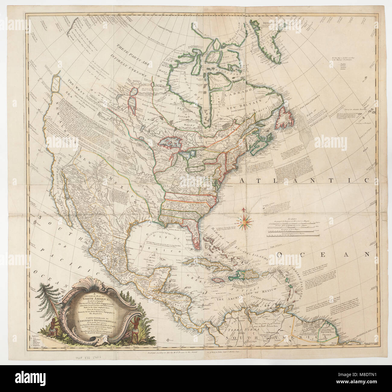 Mappa generale del Nord America, 1761 Foto Stock