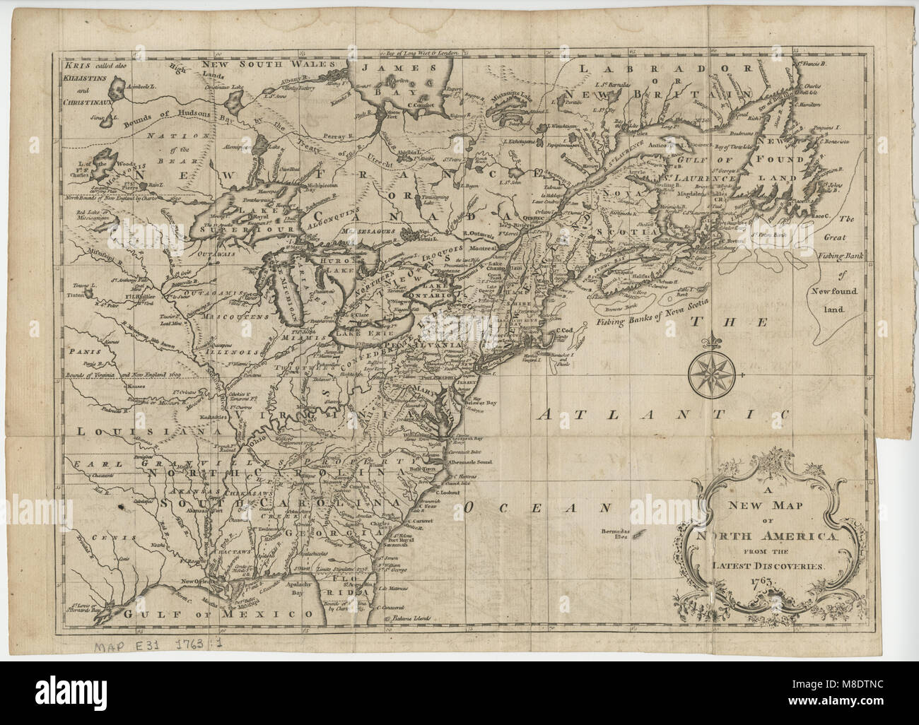 Una nuova mappa del Nord America, 1763 Foto Stock