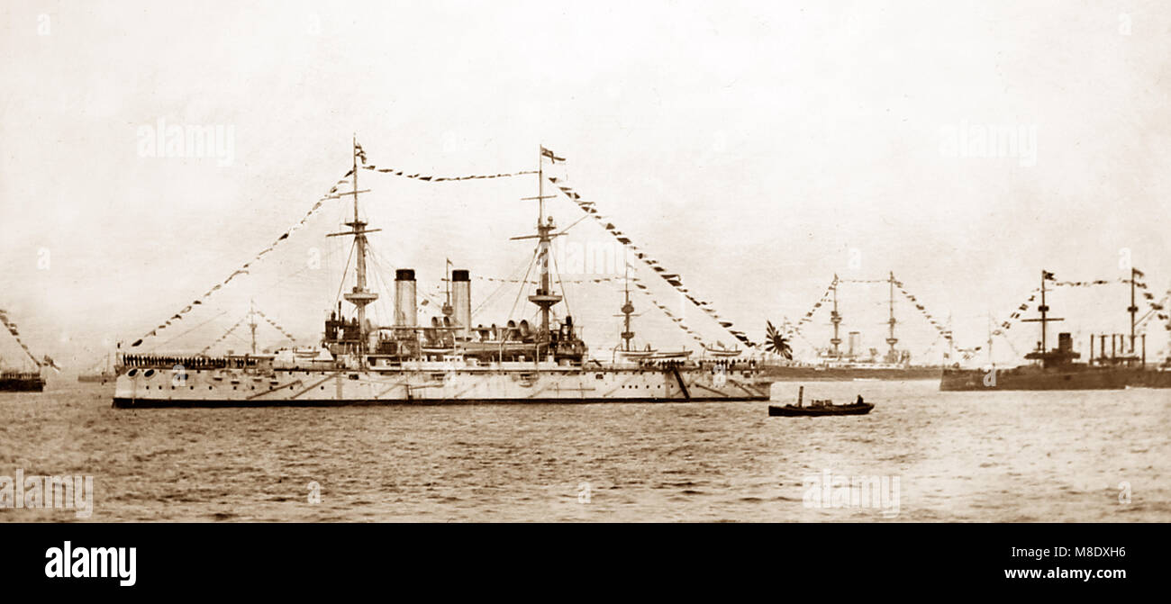 Il riesame navale, Queen Victoria per il Giubileo Foto Stock