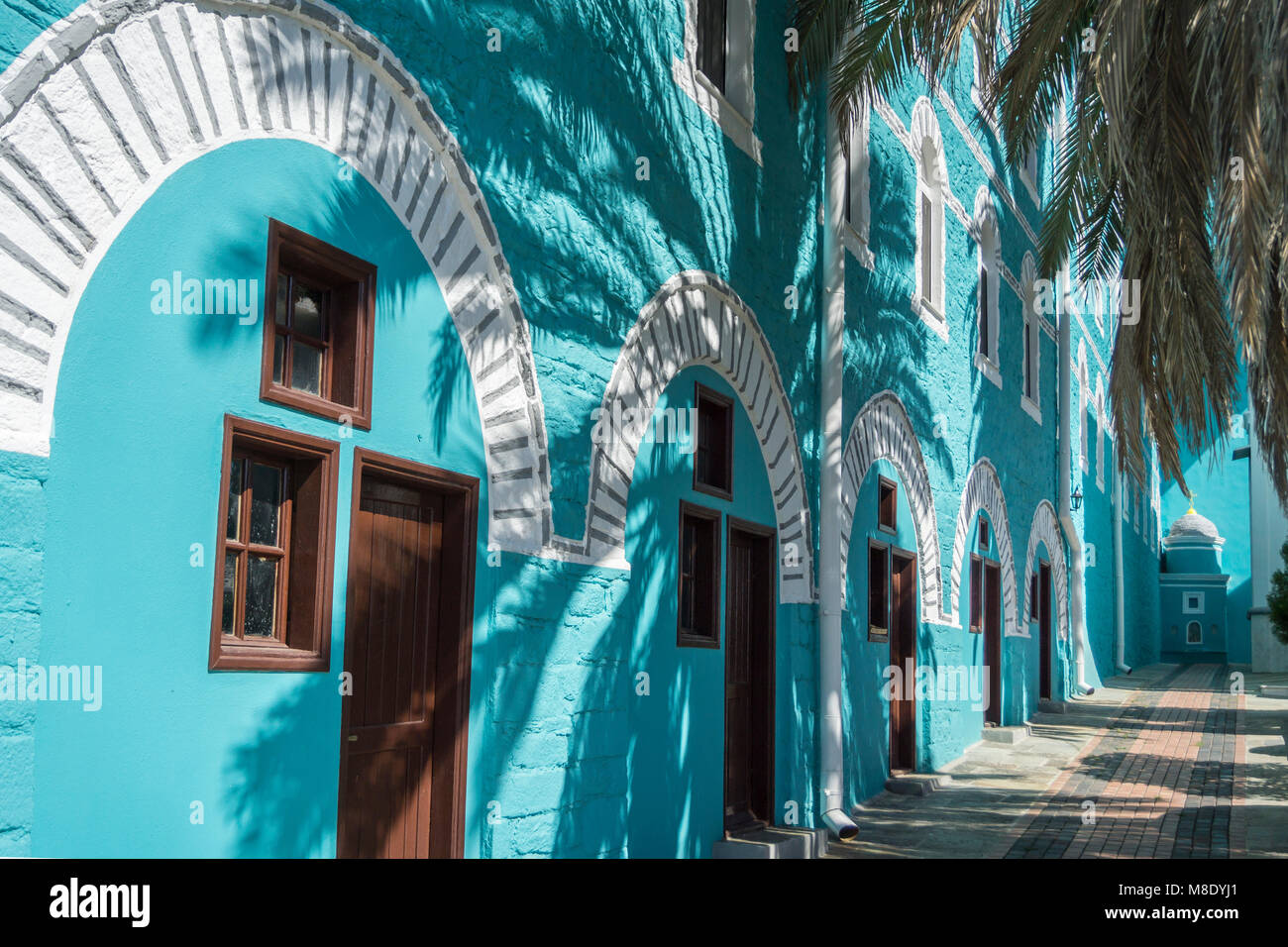 Celle dei monaci, living, presso San Panteleimona, un monastero russo sulla penisola di Athos, Macedonia, Grecia settentrionale Foto Stock