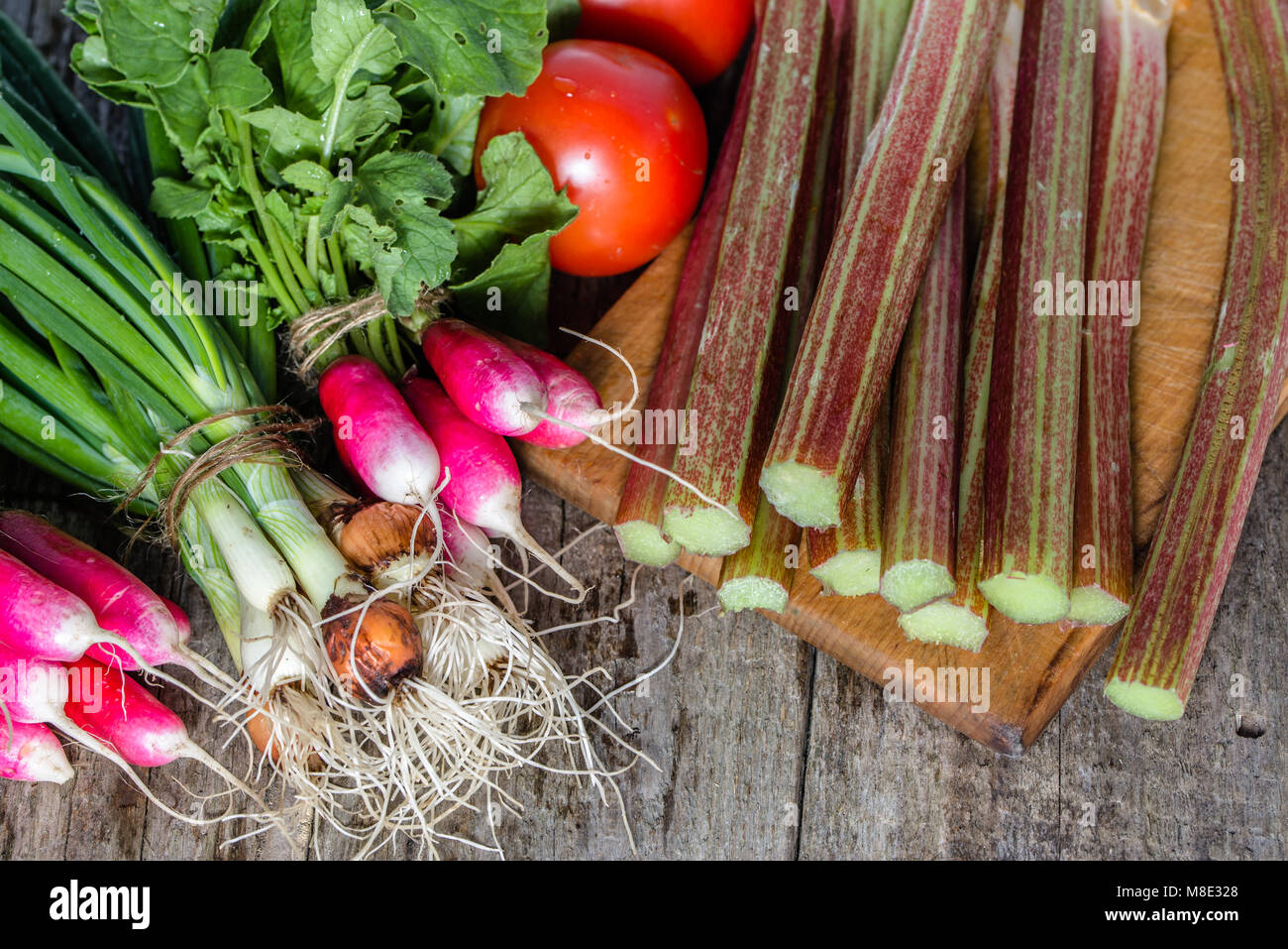 Ortaggi freschi mazzi, orto, sano cibo vegetariano concept Foto Stock